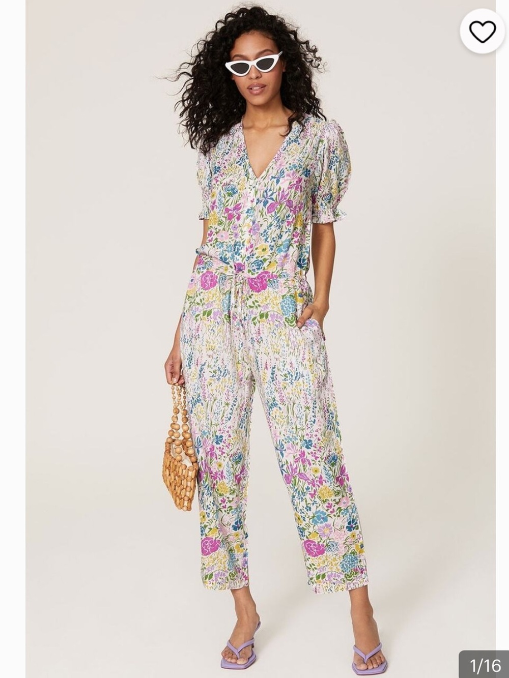 Banjanan Brooklyn Floral Short Sleeve Textured Jumpsuit Women's Size Large